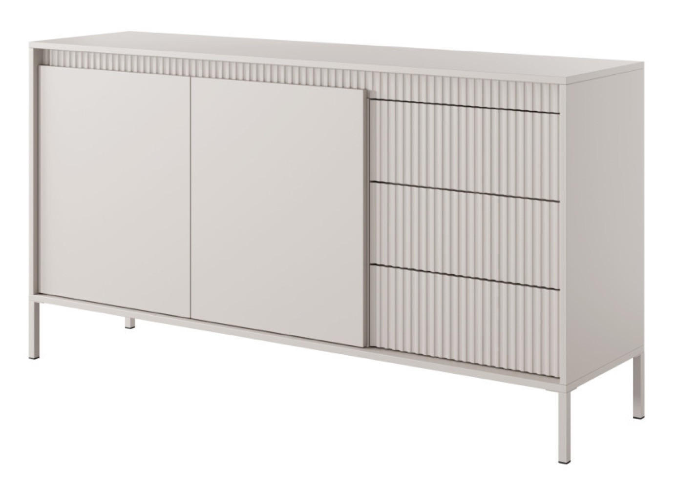 KOMMODE Beige ENSO Geriffelt 153 2D3S - Beige, Holzwerkstoff (153.5/81.4/39.5cm) - Sepro Meble