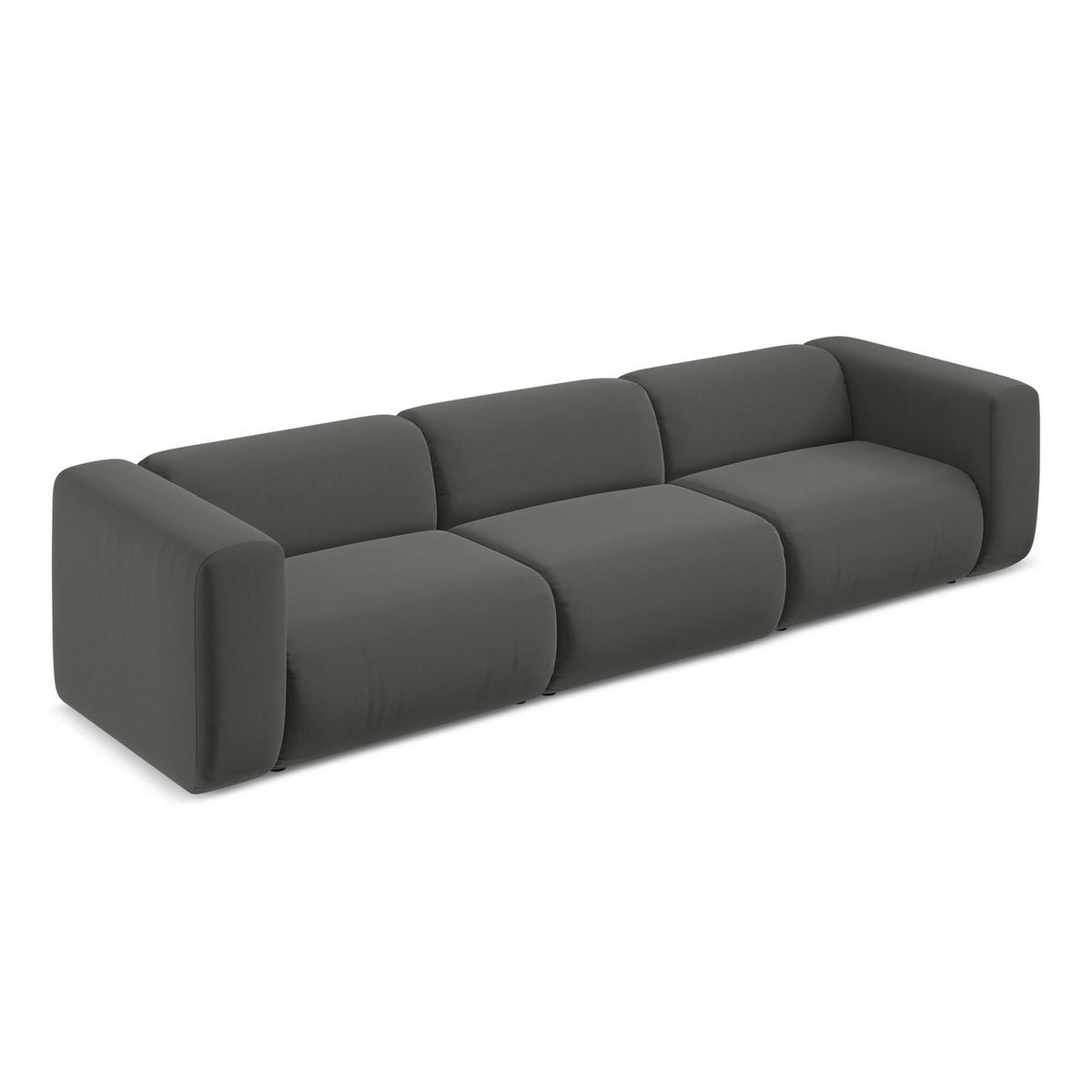 4-SITZER-SOFA Samt Stoff Grau - Dunkelgrau/Schwarz, Kunststoff/Textil (319/70/89cm) - LaMiaSofa