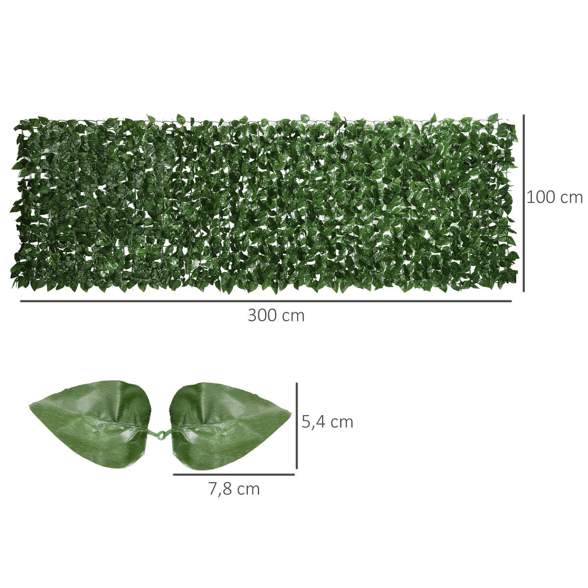KUNSTHECKE DE-13775 3x1 m mit UV-Schutz Dunkelgrün - Dunkelgrün, Kunststoff (100/300cm) - ComfortXL
