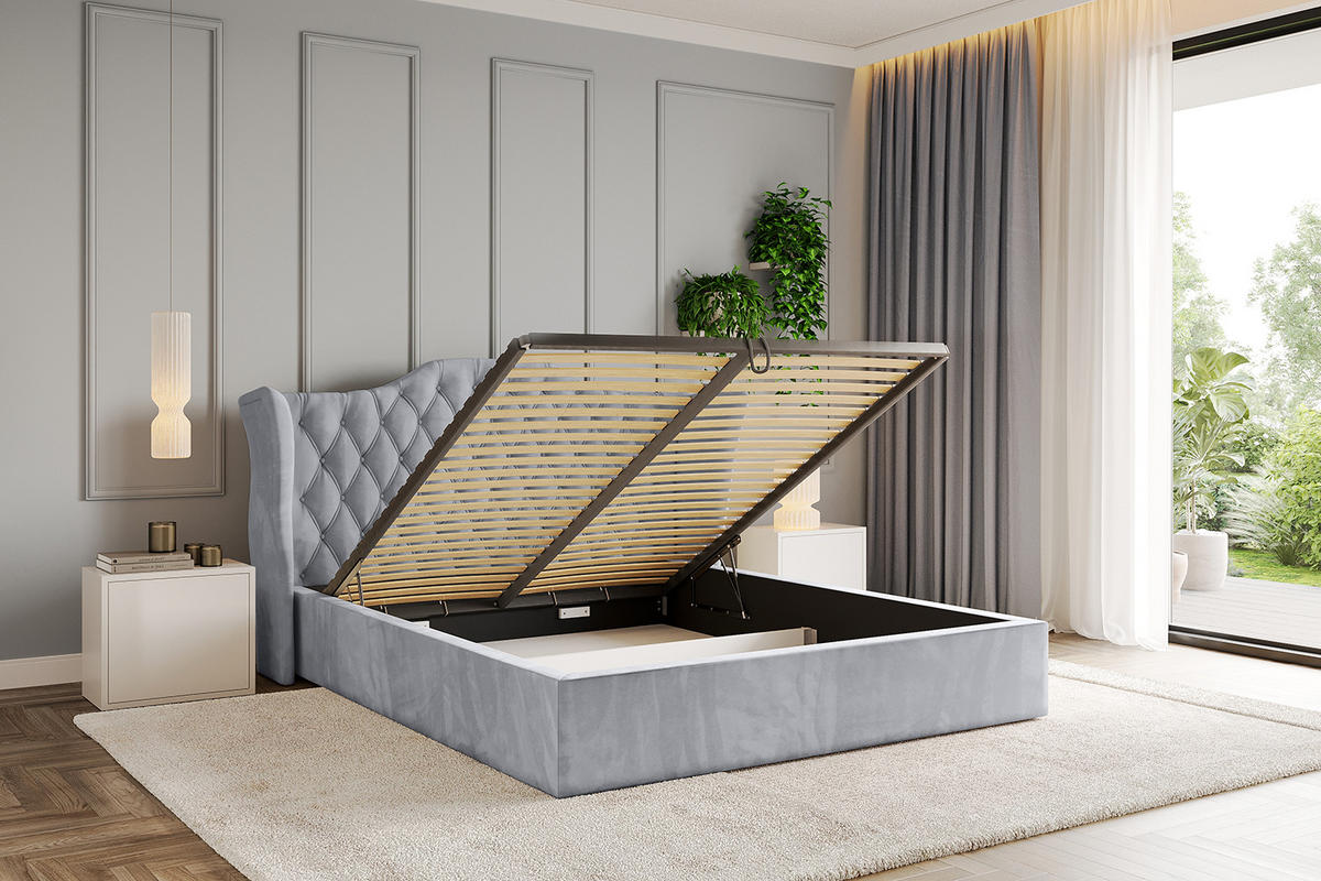 POLSTERBETT mit Bettkasten und Lattenrost, Bett mit Matratze H3/H4 - ZORAN 120x200 Hellgrau - Hellgrau, Holzwerkstoff/Textil (120/200cm) - ALTDECOR