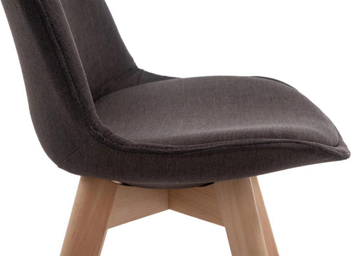 STUHL 4er Set Stoff dunkelgrau - Eukalyptusholzfarben/Dunkelgrau, Holz/Textil (48/84/55cm) - CLP