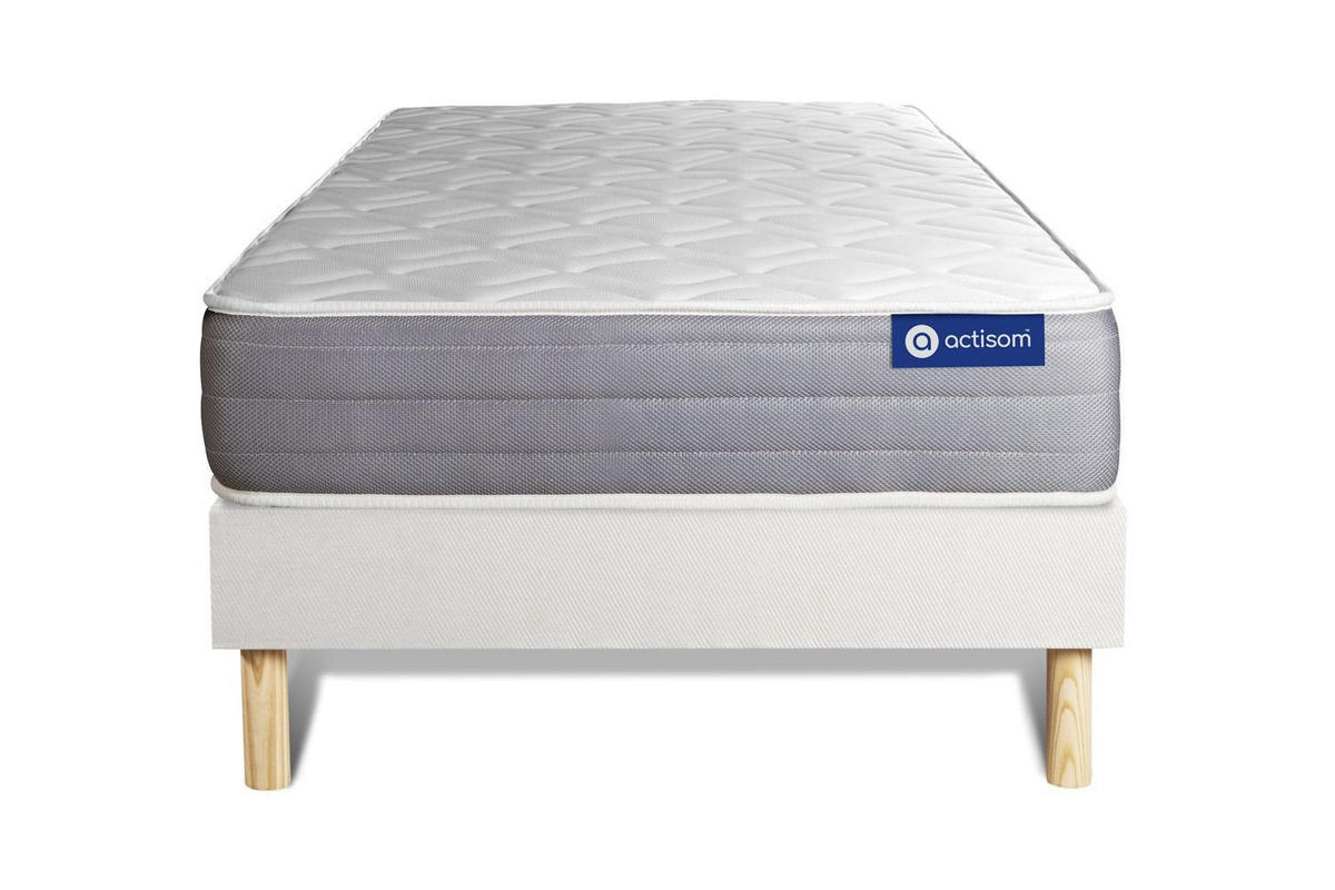 BETT Actiflex dream Taschenfederkern und Memory-Schaum 90 x 200 cm h1 - Kit Bettgestell Weiß - Beige/Weiß, Holz (90/200cm) - ACTISOM