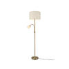 LED-STEHLAMPE Gold mit Leselampe, Höhe 170cm, große Standlampe dimmbar Stoffschirm Weiß, Wohnzimmer - Messingfarben, Textil (40/40/170cm) - meineWunschleuchte