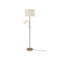 LED-STEHLAMPE Gold mit Leselampe, Höhe 170cm, große Standlampe dimmbar Stoffschirm Weiß, Wohnzimmer - Messingfarben, Textil (40/40/170cm) - meineWunschleuchte