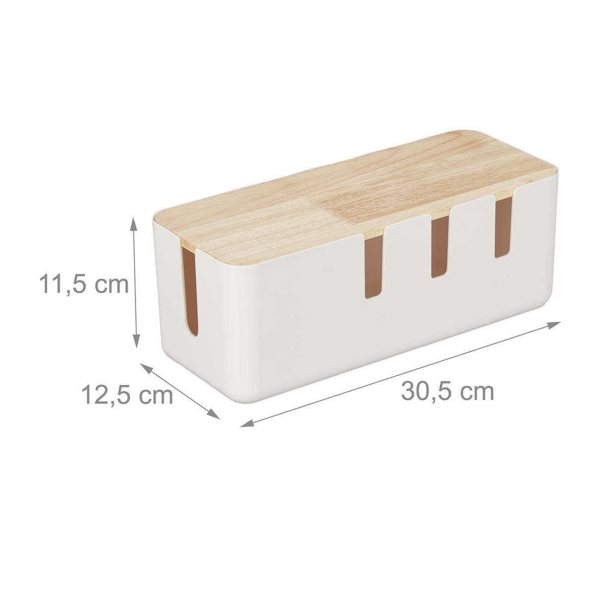 KABELBOX - Weiß, Holz/Kunststoff (12.5/30.5/11.5cm) - Relaxdays