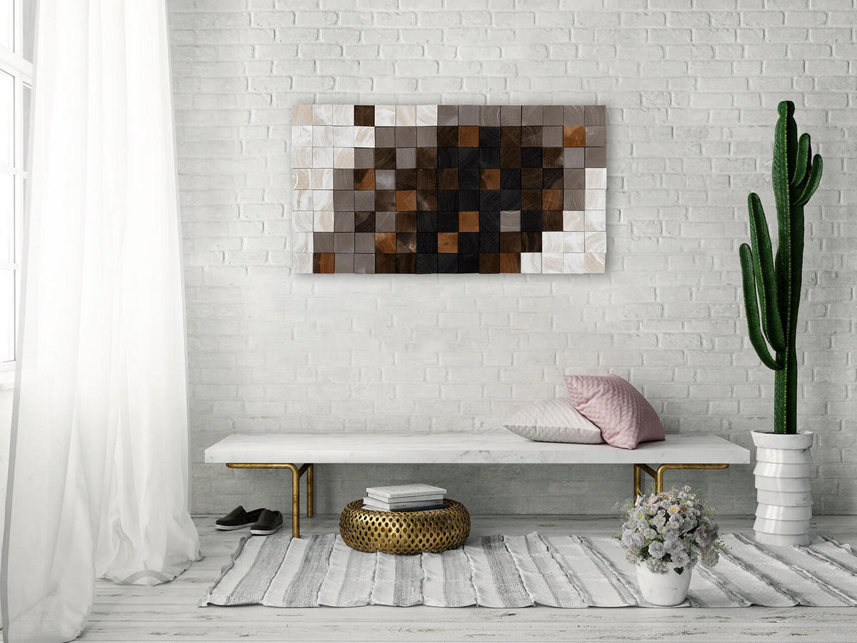 HOLZBILD Grau 98/55 cm - Weiß/Grau, Holz (6.5/55cm) - KUNSTLOFT
