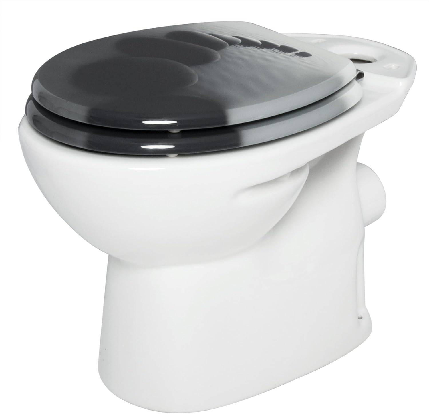 WC SITZ mit Absenkautomatik,Antibakteriell Oval,MDF Holzkern - Schwarz/Weiß, Holz (37/5.7/43cm) - Woltu