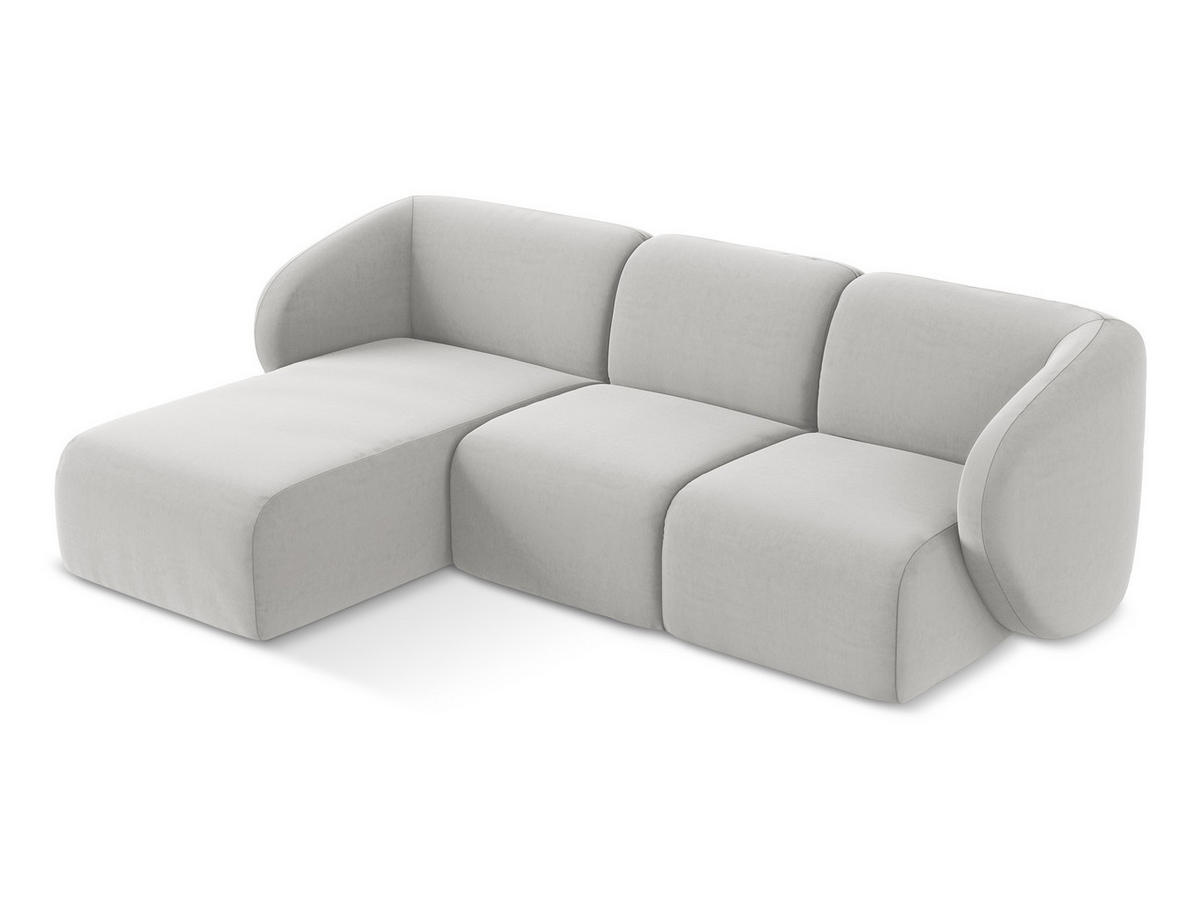 POUF Samt Stoff Grau - Silberfarben/Schwarz, Holzwerkstoff/Kunststoff (72/42/94cm) - Makamii