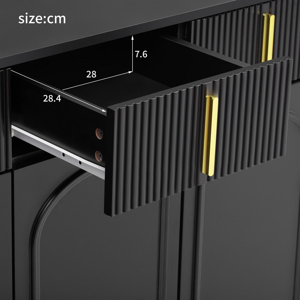 SIDEBOARD Schwarz mit 3 Schubladen, 2 Türen und offenen Fächern - Schwarz, Holzwerkstoff/Metall (140/82/37.8cm) - Urban Meuble