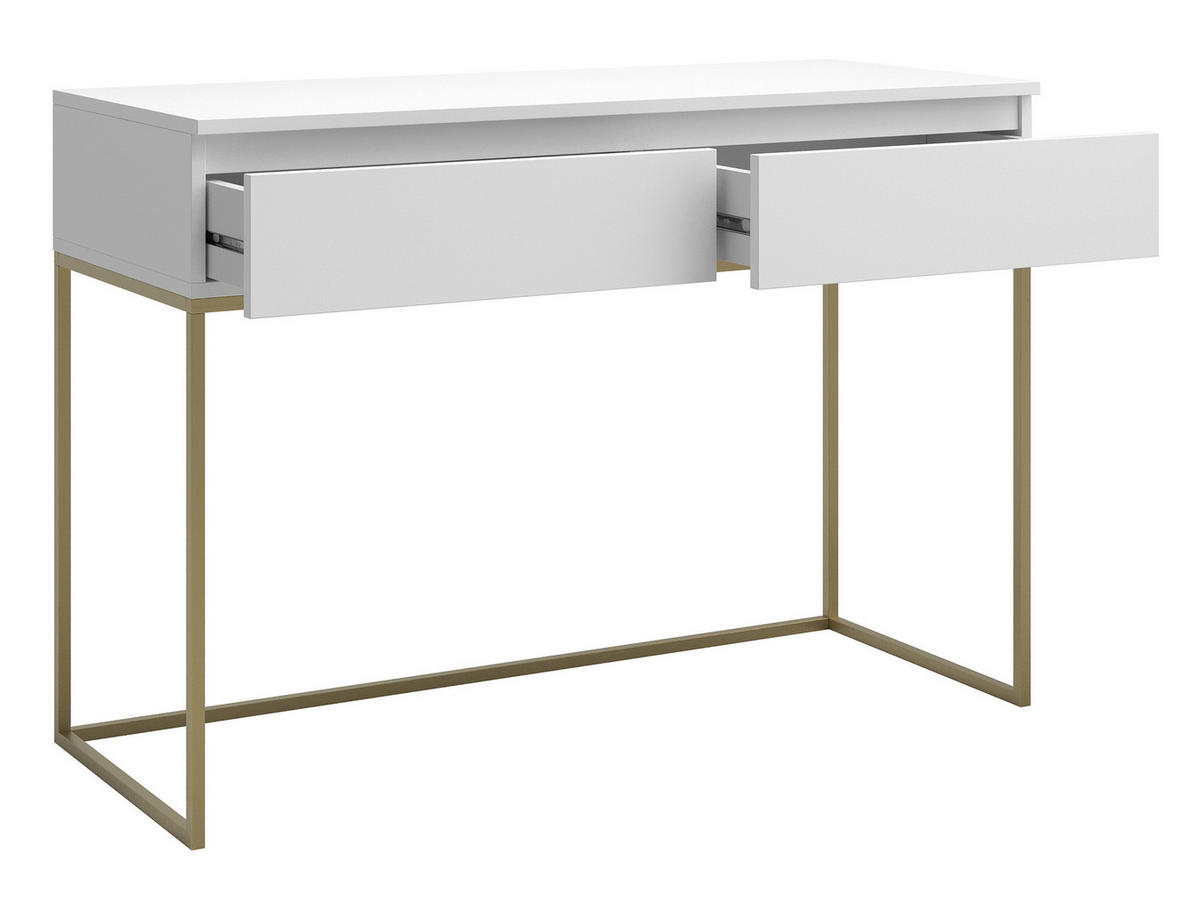 SCHMINKTISCH Bemmi Weiß mit goldenen Metallbeinen - Goldfarben/Weiß, Holzwerkstoff/Metall (120/80/50cm) - Selsey