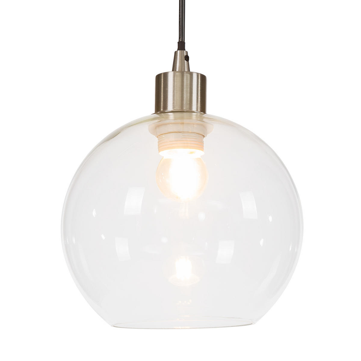 PENDELLEUCHTE - Glas / Eisen - 3-flammig - Silberfarben, Glas/Metall (20/70/150cm) - home24