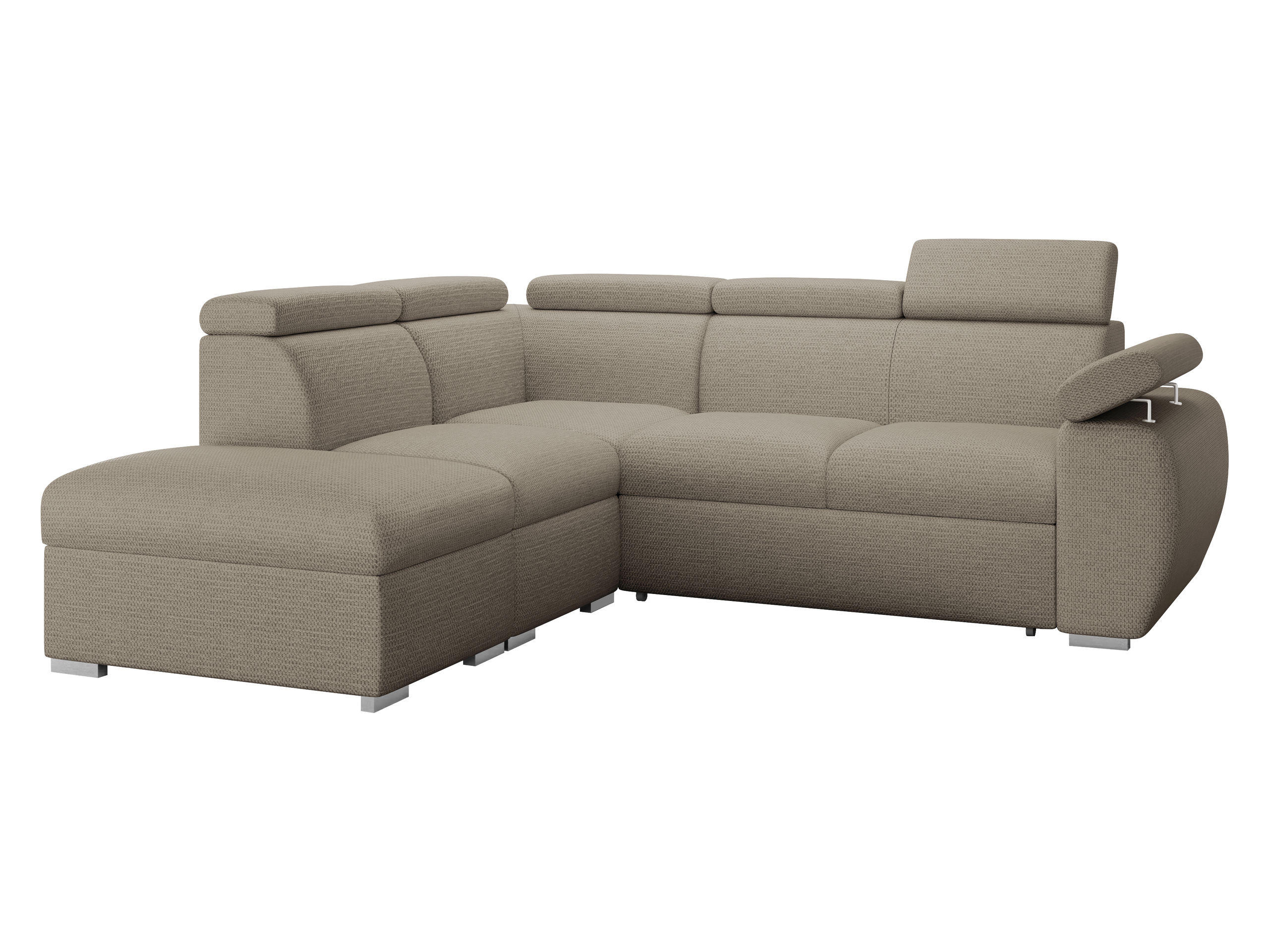 ECKSOFA Boston 2RR1P, Seite: Links PUFAP+R+1P(65)+2R - Kaschmir/Silberfarben, Holz/Textil (260/230cm) - MIRJAN24
