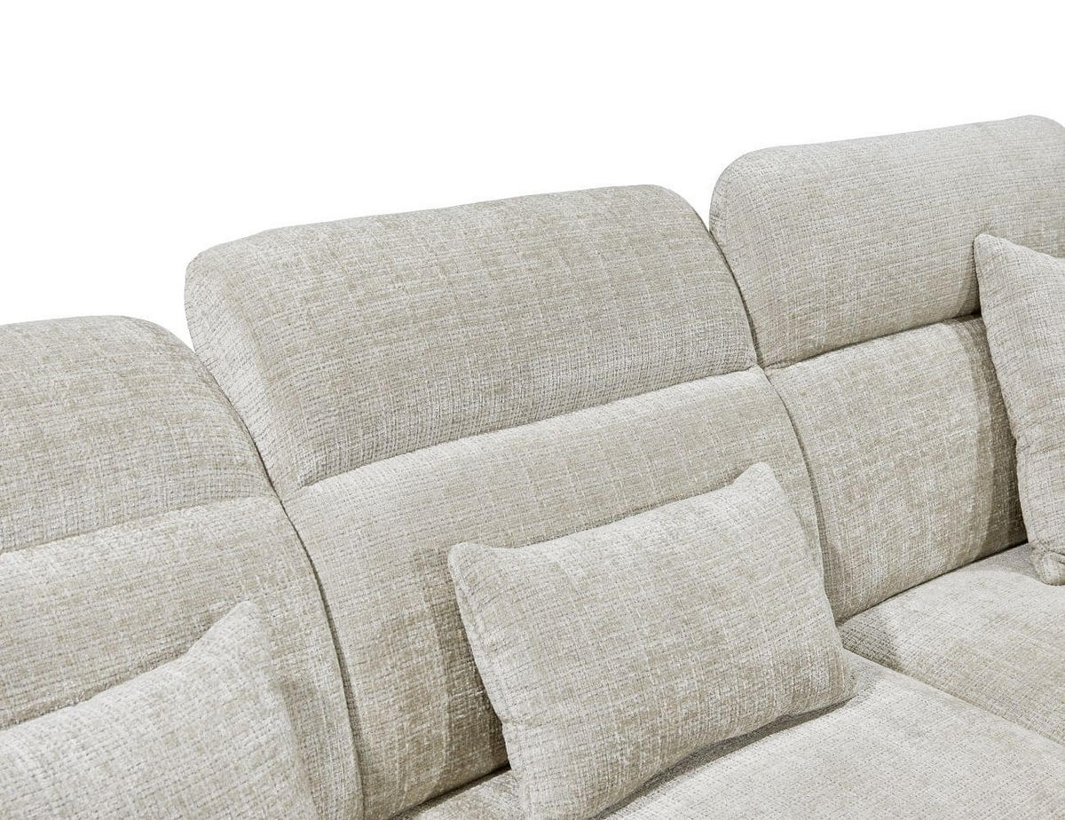 ECKSOFA mit 5-fach verstellbare Kopflehnen und pflegeleichter Mikrofaser-Chenille-Bezug - Taupe/Schwarz, Kunststoff/Textil (285/339cm) - ed exciting design
