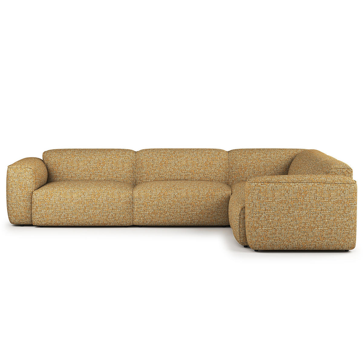 ECKSOFA mit Rundecke - Schwarz/Honig, Kunststoff/Textil (325/260cm) - home24