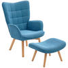SESSEL mit Hocker, Blau - Blau, Textil (72/101/80cm) - HOMCOM