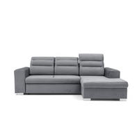 ECKSOFA CLOUD S Rechts mit Schlaffunktion 120x200 Velours Grau - Chromfarben/Grau, Holz/Kunststoff (260/155cm) - Muffo