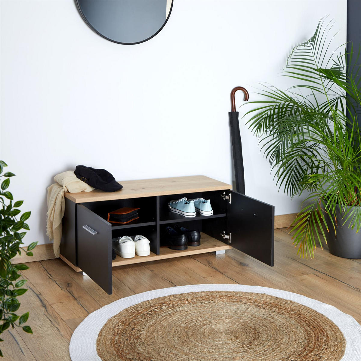 SITZBANK BILBAO - Dunkelgrau, Holzwerkstoff (90/40/34cm) - CARO-Möbel