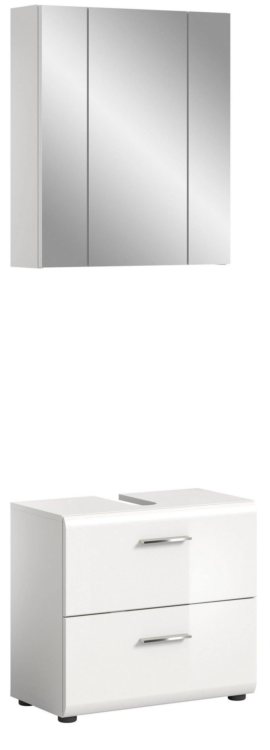 BADKOMBINATION Ice 60x185x30 cm weiß Hochglanz MDF 2tlg. - Weiß, Holz (60/185/30cm)