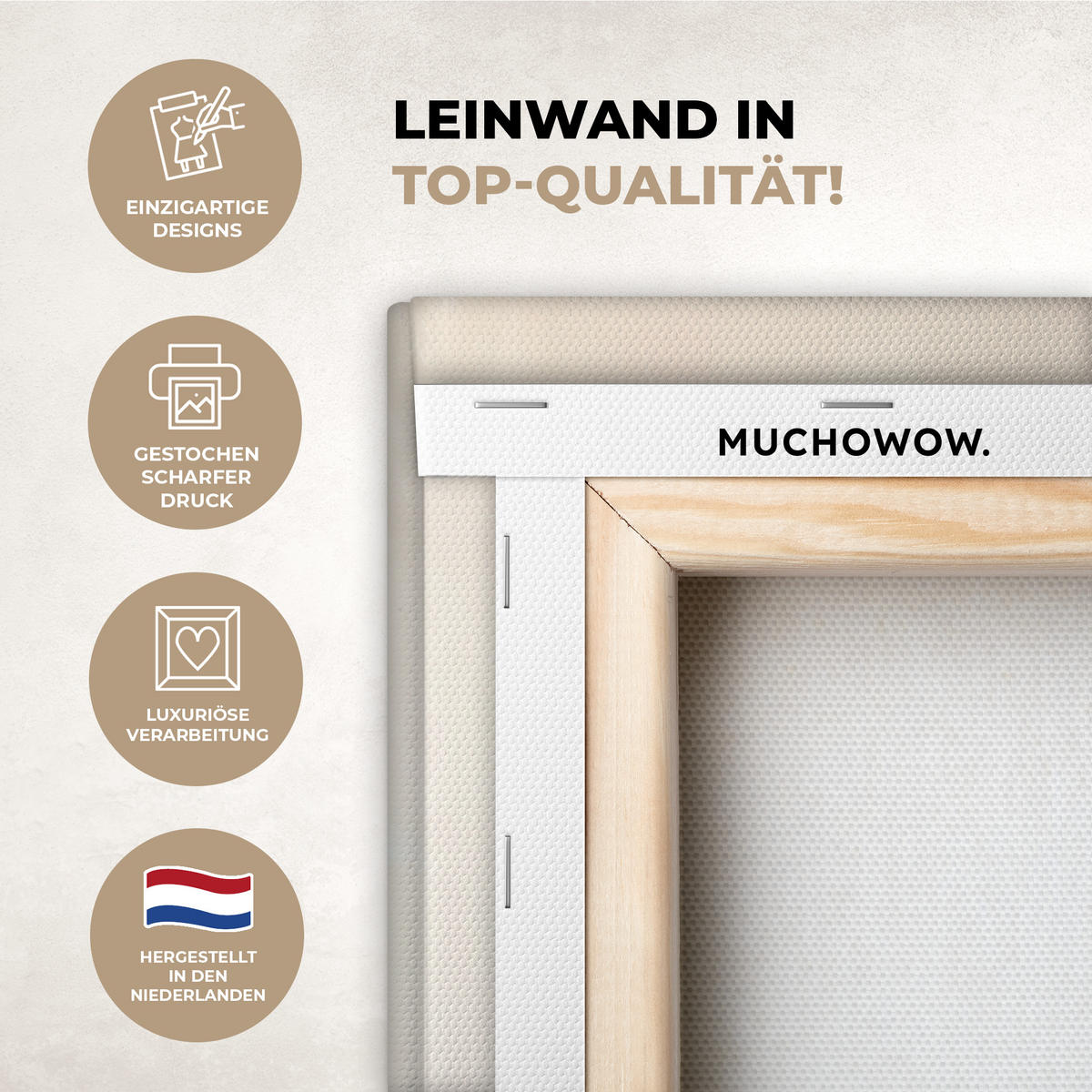 LEINWANDBILD Beige - Natur - Abstrakt - Modern Wandbilder 80x60 cm - Beige, Textil (80/60cm) - MuchoWow