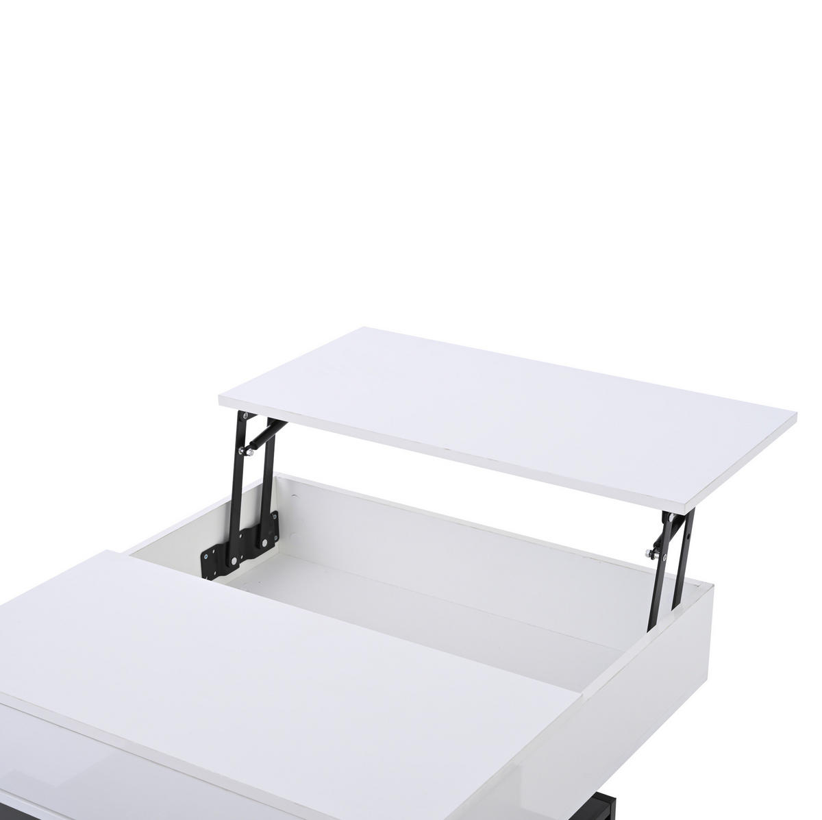 KONFERENČNÍ stolek 70/70/40 cm bílá a černá z dřevotřísky s otočnou a výklopnou deskou - bílá, kompozitní dřevo (70/70/40cm) - OKWISH