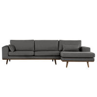 ECKSOFA mit Longchair - Eichefarben/Dunkelgrau, Eichenholz/Textil (281/153cm) - home24