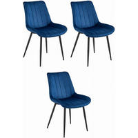 ESSZIMMERSTUHL Marineblaues Velours, geriffelte Rückenlehne, bequeme Sitzfläche - Blau, Textil (56/89/43cm) - Best For Home