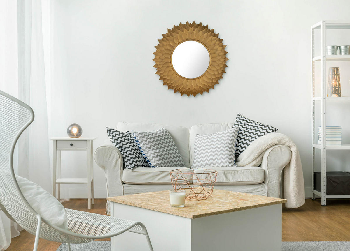 WANDSPIEGEL Gold 94/94 cm - Goldfarben, Metall (94/94/4cm) - KUNSTLOFT
