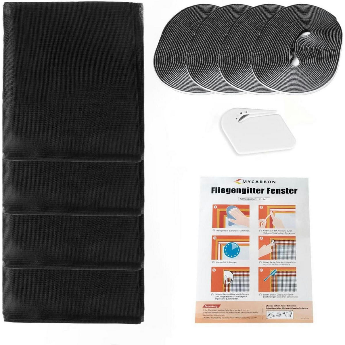 FLIEGENGITTER 4-teiliges Set 150 x 180 cm Schwarz - Schwarz, Kunststoff (22/30/5cm)