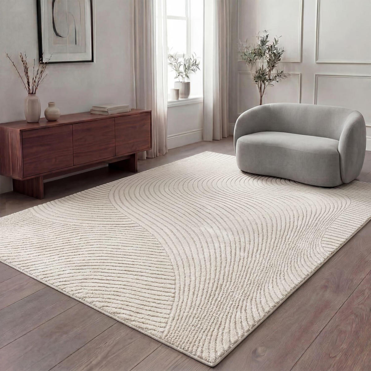 KURZFLOR-TEPPICH AURA 704 CREME 200X280 - Creme, Kunststoff (200/280cm) - Paco Home