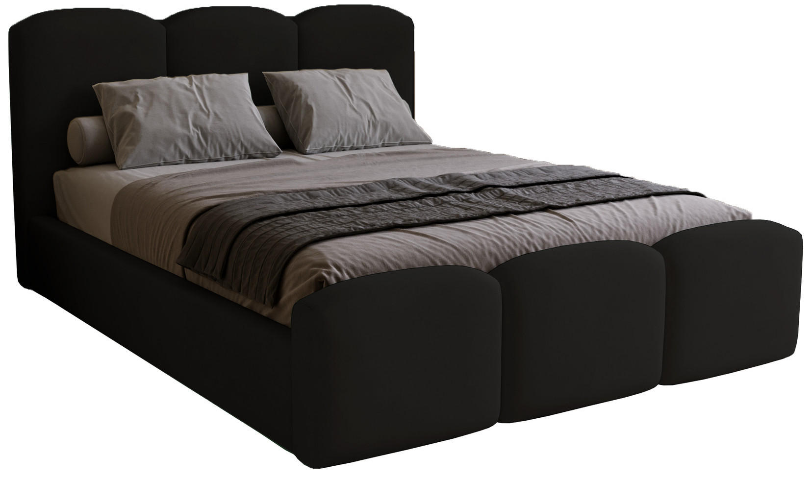 POLSTERBETT 200x200 cm Capri mit Bettkasten, Samt, Schwarz - Schwarz, Holz/Textil (200/200cm) - Emporius