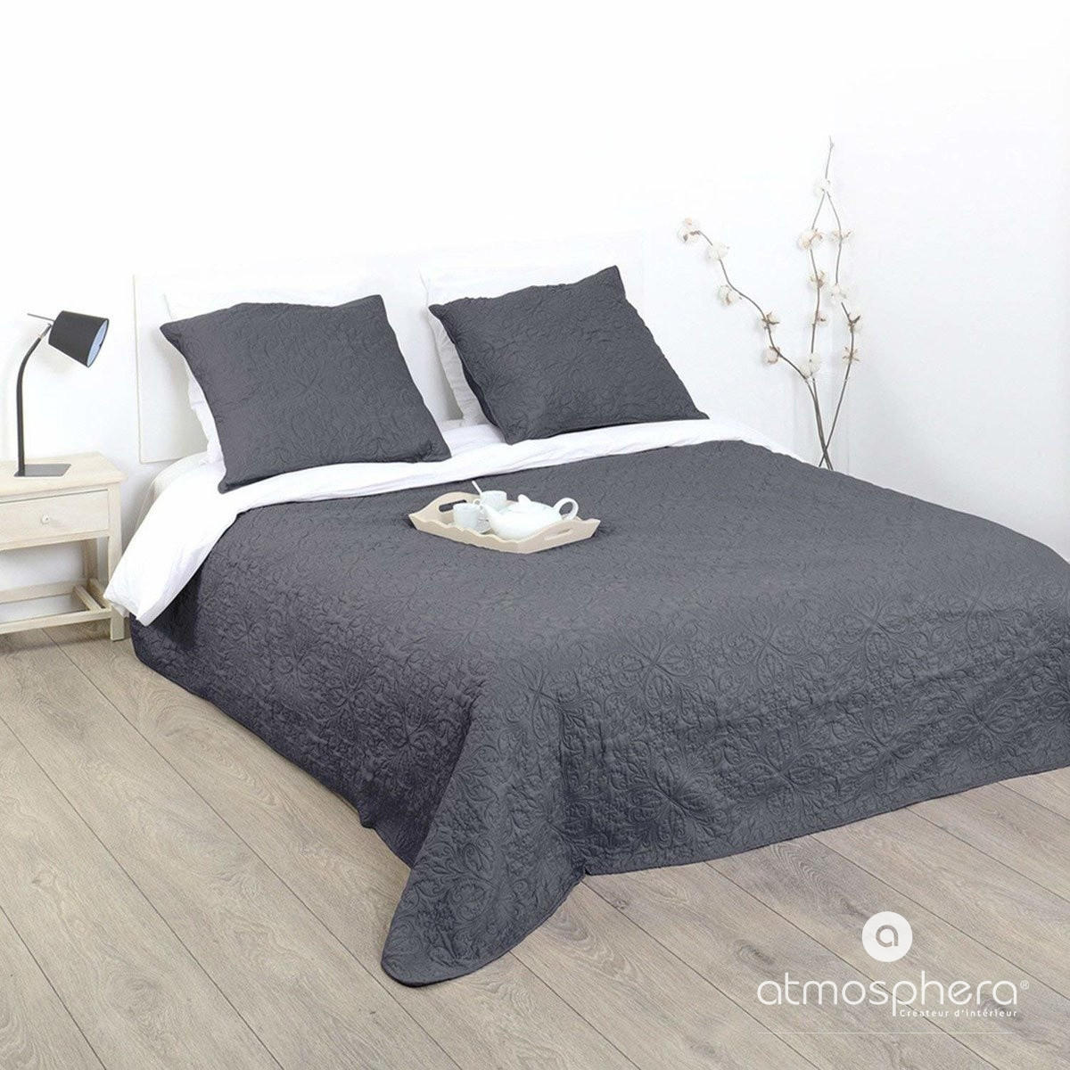 TAGESDECKE 260/260 cm - Anthrazit, Textil (240/260cm) - Atmosphera Createur d´interieur