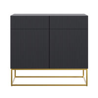 KOMODA 2dverová Veldio čierna so zlatým kovovým rámom 100 cm - čierna/zlatá, kov/kompozitné drevo (100/90/38cm) - Selsey