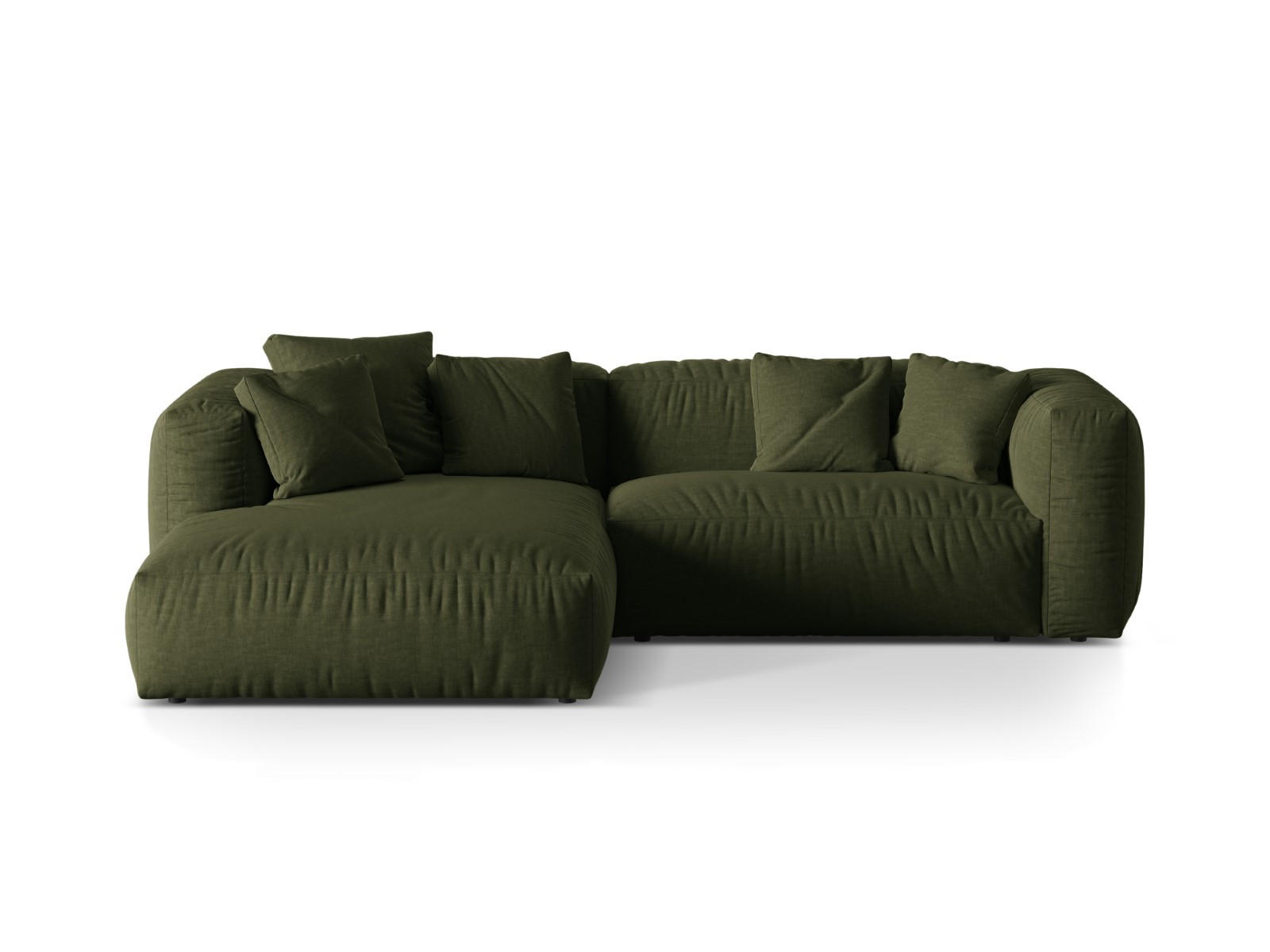 ECKSOFA modular links Martina aus strukturiertem Stoff grün 2 Sitzplätze - Grün, Textil (176/283cm) - Micadoni