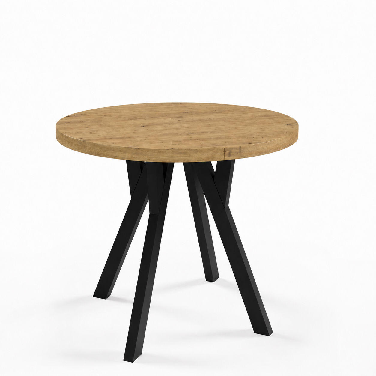 ESSTISCH ausziehbar rund 100-200 cm ATO Lancelot, Auszugstisch mit Einlegeplatte - Honigeiche/Schwarz, Holzwerkstoff (100/100/77cm) - VENASI MÖBEL
