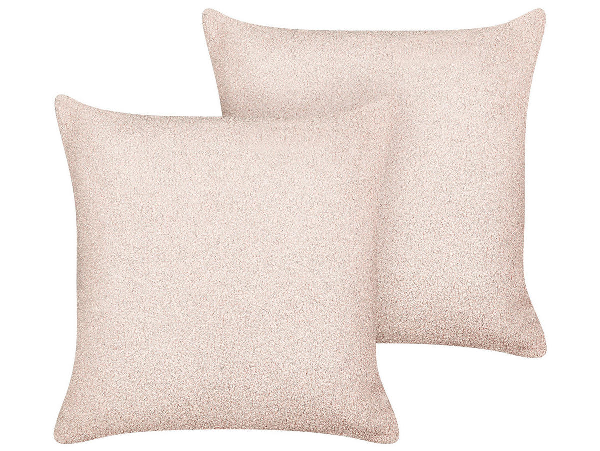 Dekokissen 2er-Set Pastellrosa 45/45 cm Leuzea - Pink, Textil (45/45cm) - Beliani
