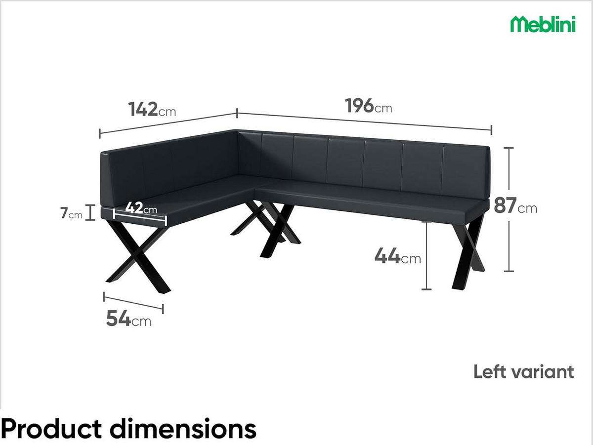 ECKBANK PETER_X - Dunkelgrau, Leder (142/196cm) - Meblini