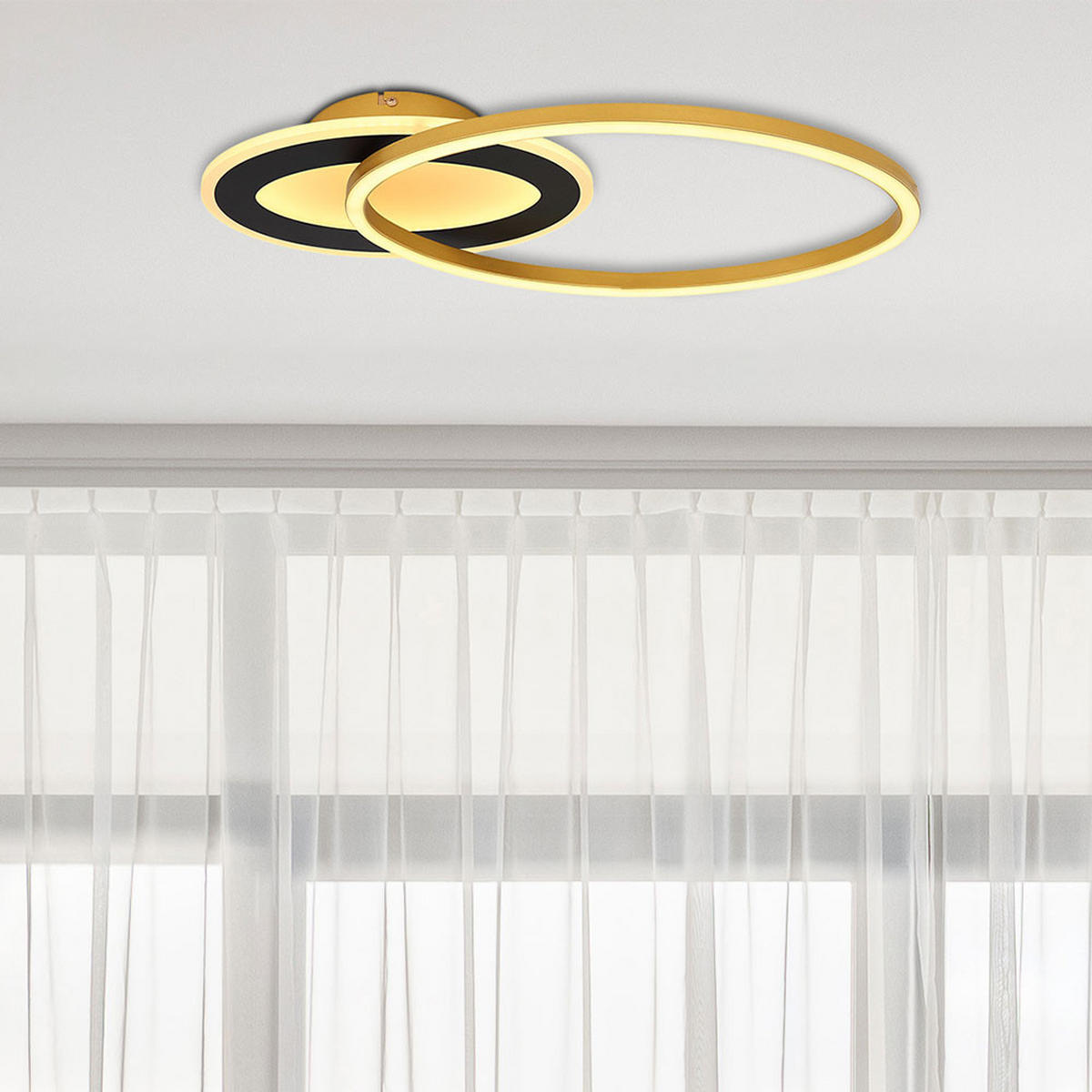 LED DECKENLEUCHTE SILLA I Schwarz Gold - Goldfarben, Metall (53/23.5/7cm) - Globo Lighting