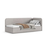 POLSTERBETT BAO mit Bettkasten, Einzelbett, rechts - 90x200 cm - Naturfarben/Grau, Holz/Textil (90/200cm) - mybed.