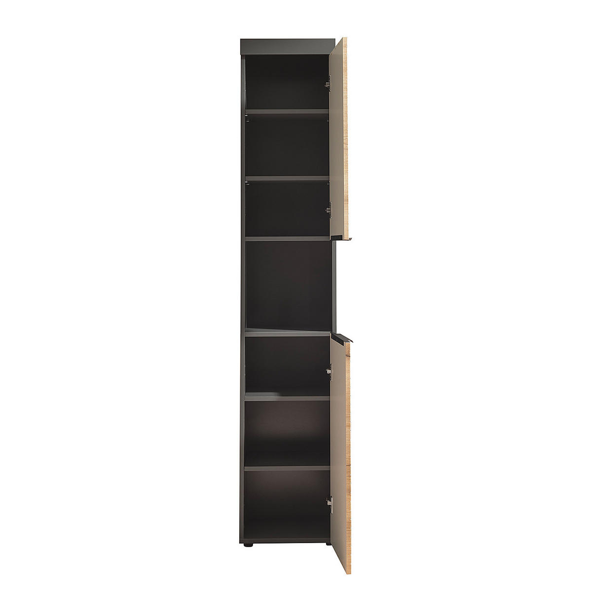 HOCHSCHRANK - Eichefarben/Schwarz, Holzwerkstoff/Kunststoff (40/195/30cm) - home24