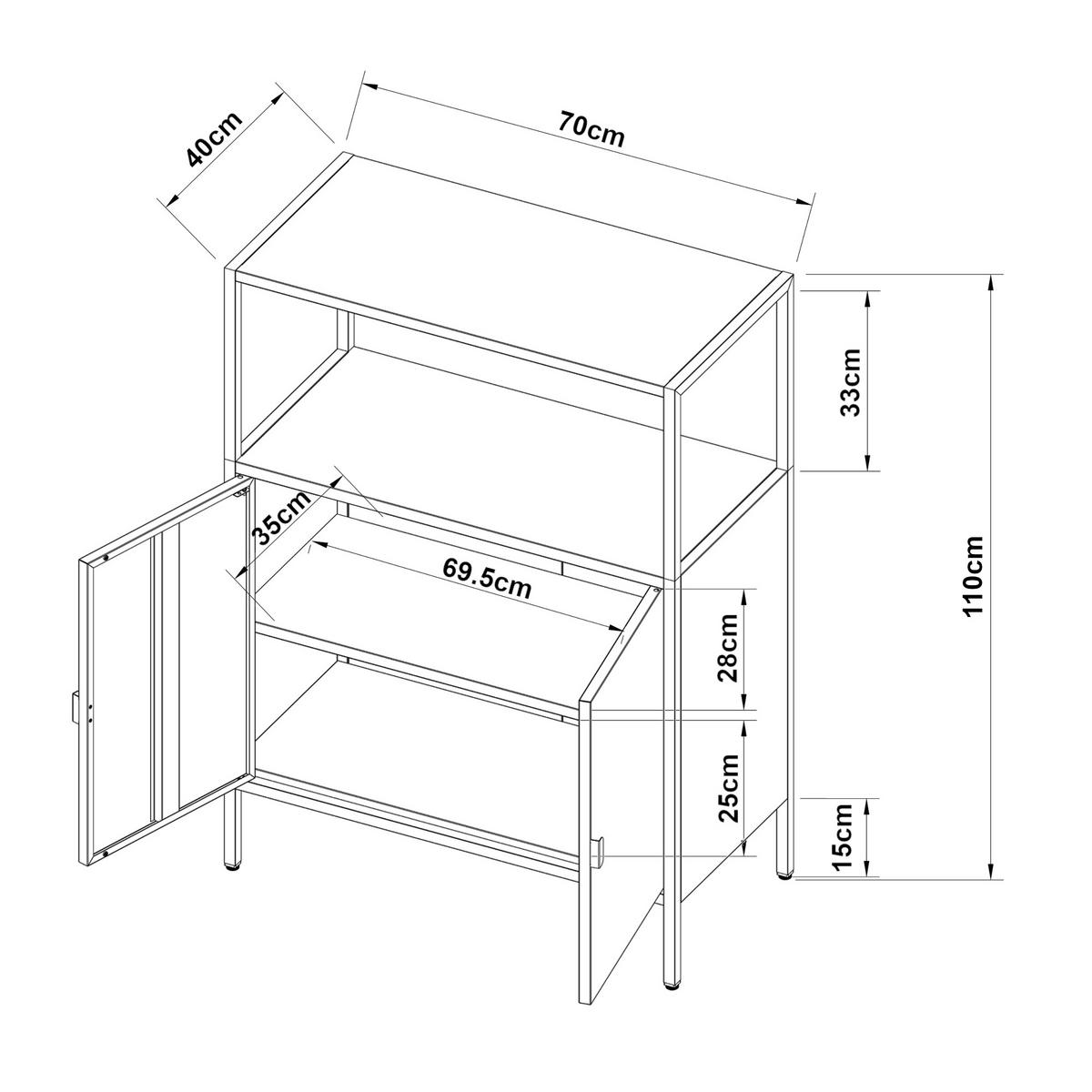 AKTENSCHRANK Hailuoto - Hellgrau, Metall (70/110/40cm) - [en.casa]