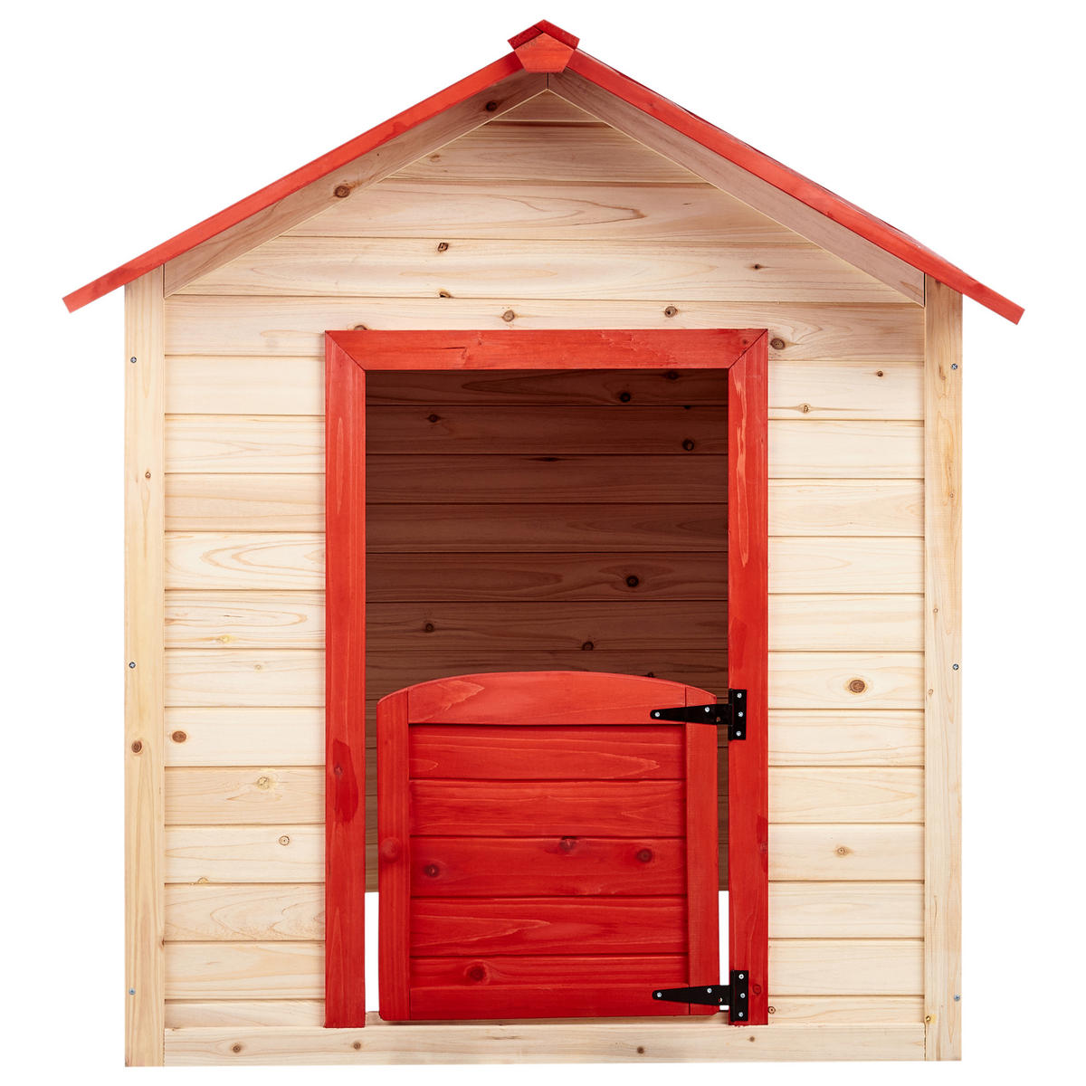 GARTENSPIELHAUS Heller Holzfarbton Pelopio - Hellbraun/Rot, Holz (138/131/111cm) - Beliani