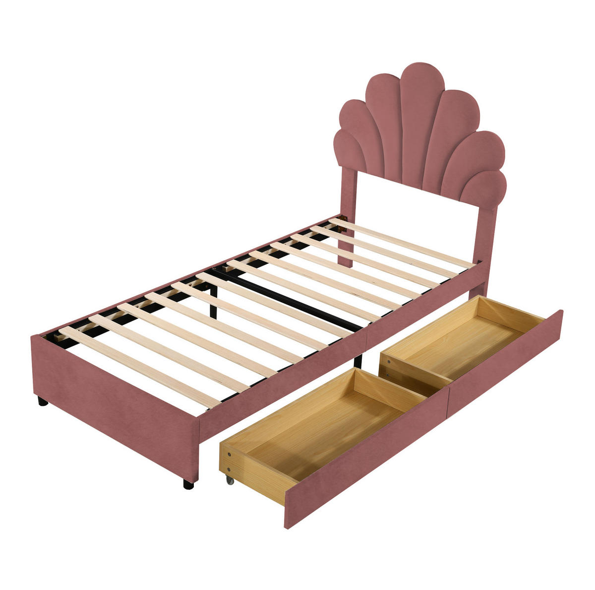 POLSTERBETT 90/200 cm Rosa mit 2 Schubladen ohne Matratze - Pink, Textil (90/200cm) - MIVRAY