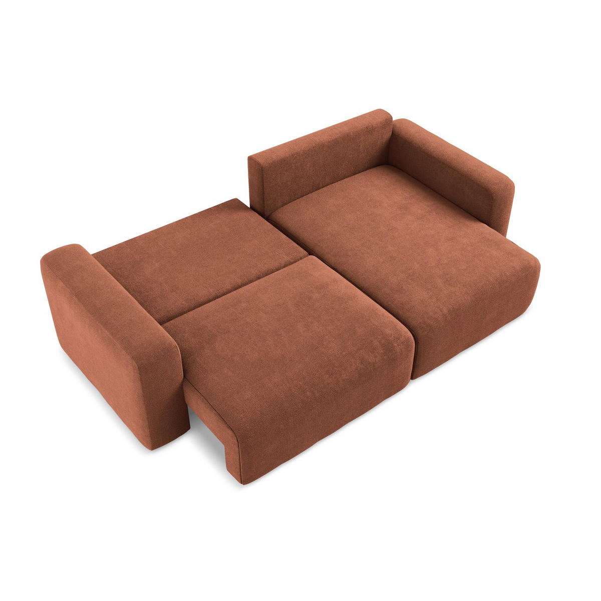 ECKSOFA mit Schlaffunktion rechts Chenille Stoff Orange - Terracotta/Schwarz, Kunststoff/Textil (244/149cm) - LaMiaSofa