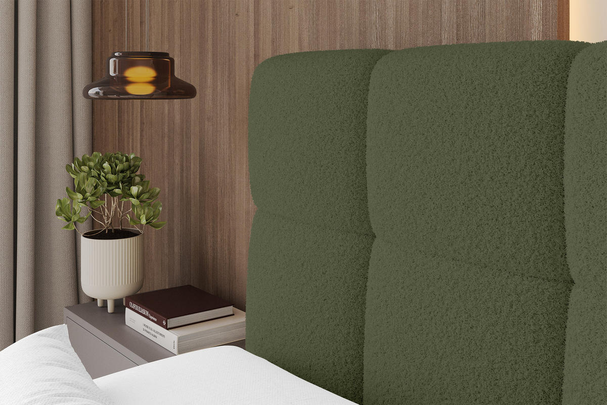 BOXBETT mit Matratze H3/H4 - FAMA KING - 160x200 cm Grün Quelle - Grün, Holzwerkstoff (160/200cm) - ALTDECOR