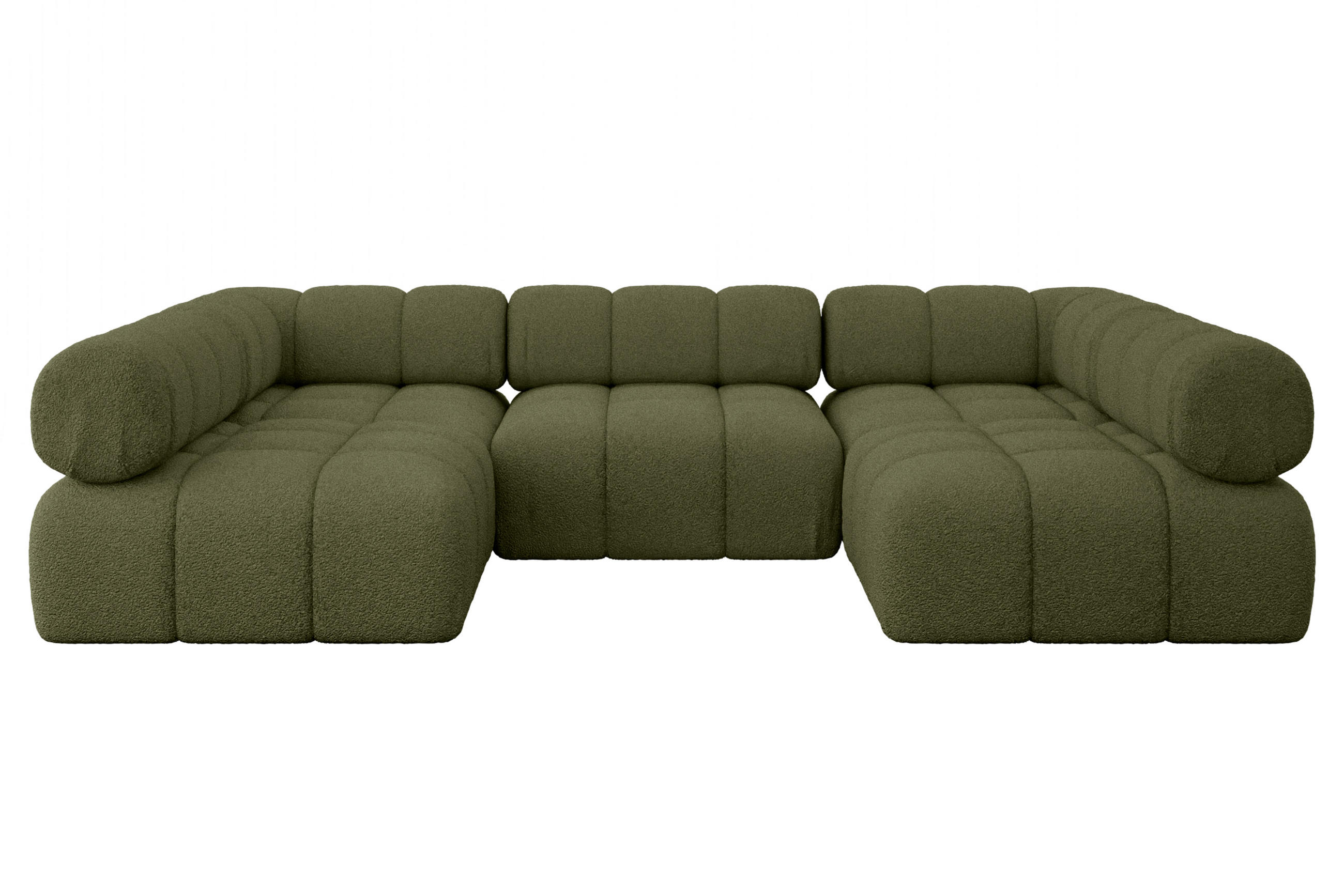 WOHNLANDSCHAFT modulares Sofa Garvo-U1 - 285x190x70 cm Grün Bouclé - Grün, Holzwerkstoff/Textil (285/70/190cm) - ALTDECOR
