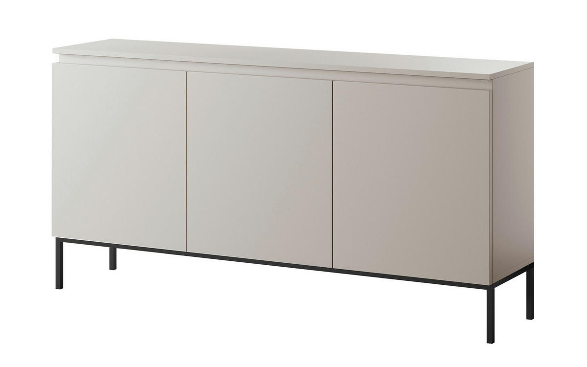 SIDEBOARD Bemmi Beige mit schwarzen Beinen 3-türig 150 cm - Beige/Schwarz, Holzwerkstoff/Metall (150/71.5/35cm) - Selsey