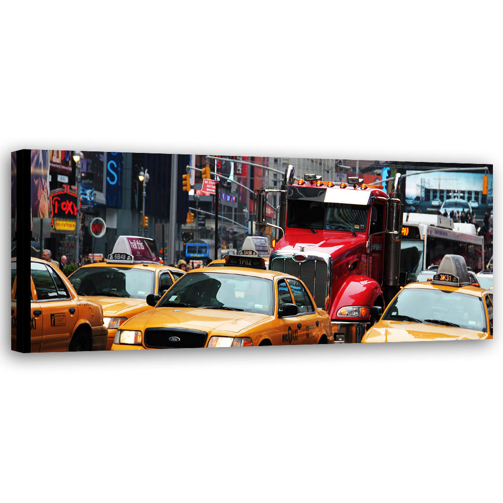 WANDBILD belebte straße in new york - Multicolor, Textil (90/30cm) - Feeby