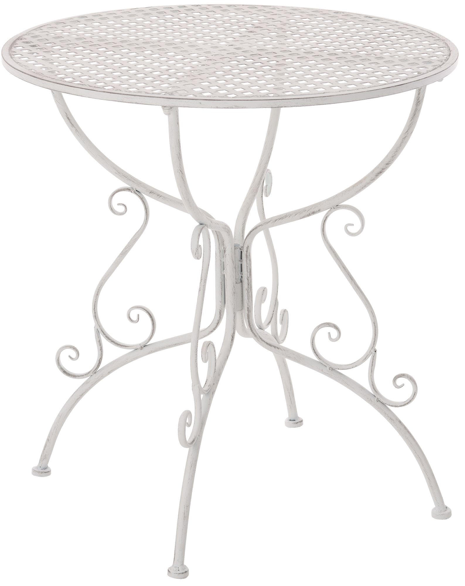GARTENBEISTELLTISCH rund Ø70 cm Metall Antik Weiß - Weiß, Metall (70/70/74cm) - CLP