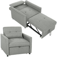 SCHLAFSESSEL 3-in-1 DE-08252 ausziehbar mit verstellbarer Rückenlehne Grau - Grau, Textil (187/45.5/68cm) - ComfortXL