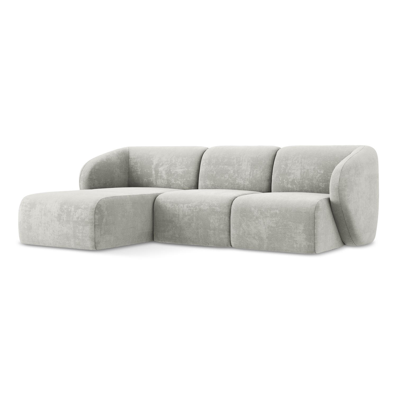ECKSOFA Links Chenille Stoff Grau - Hellgrau/Schwarz, Holzwerkstoff/Kunststoff (248/166cm) - LaMiaSofa